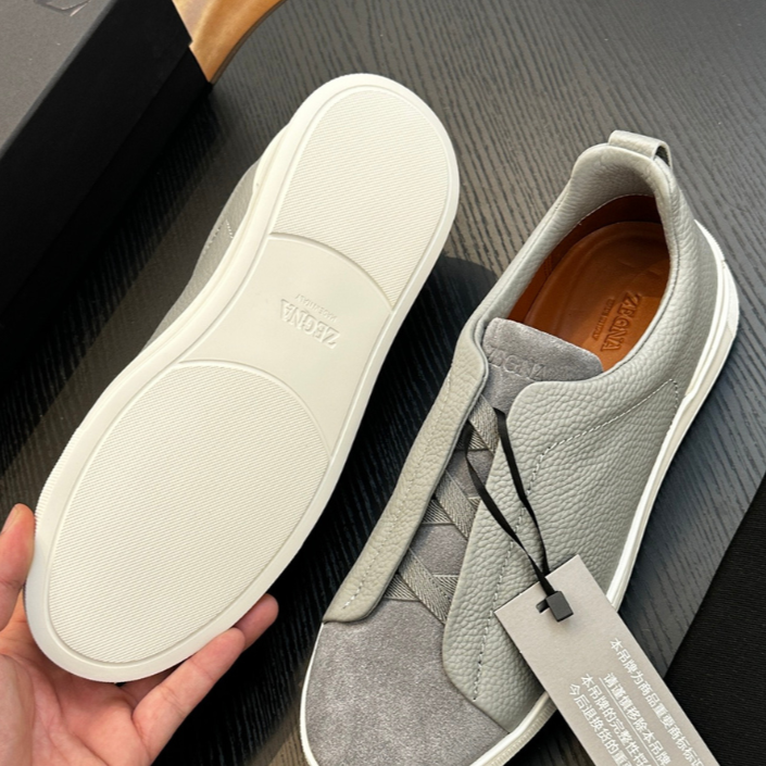 Tênis "Triple Stitch" Zegna Camurça/Couro