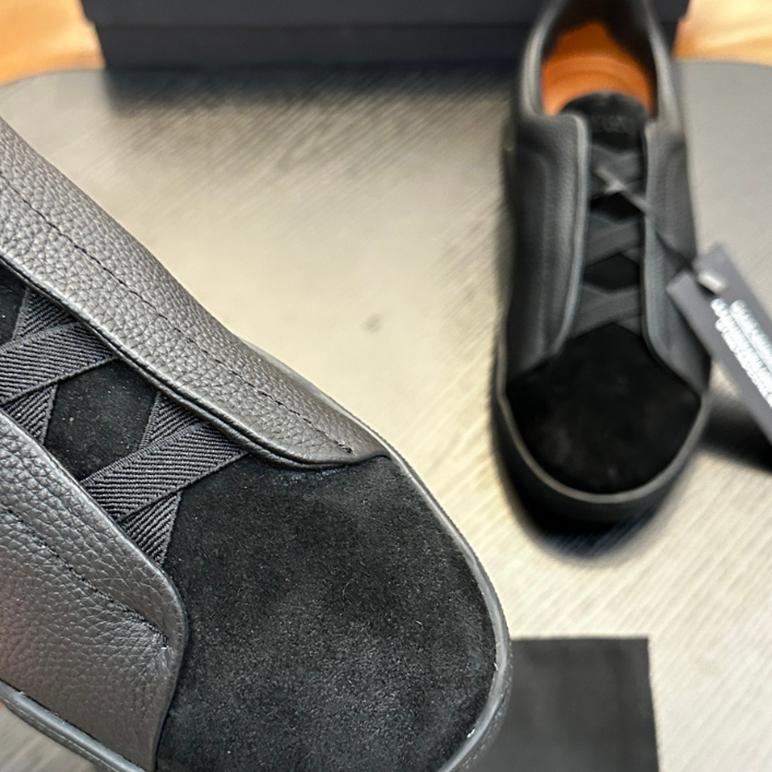 Tênis "Triple Stitch" Zegna Camurça/Couro