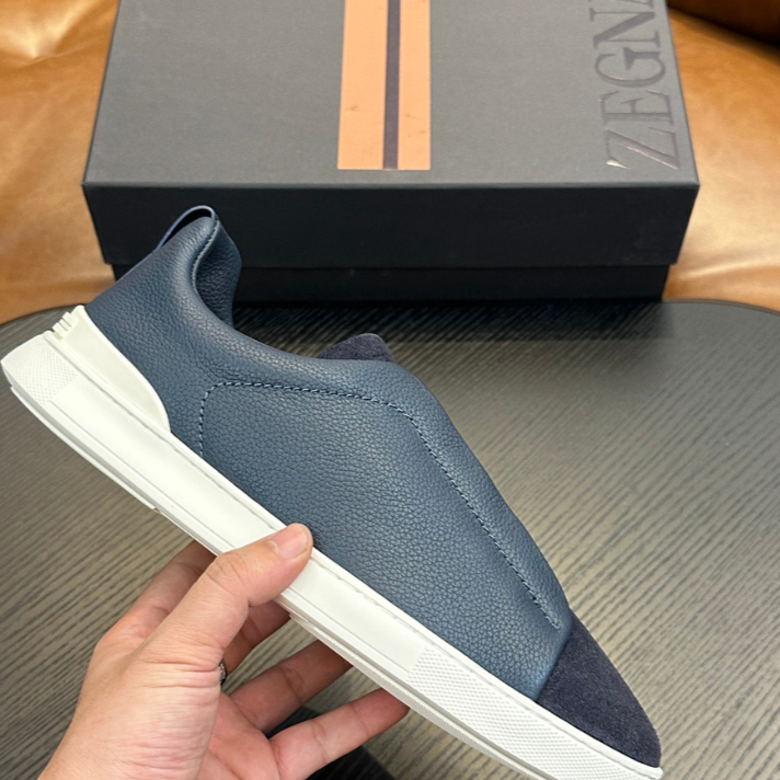 Tênis "Triple Stitch" Zegna Camurça/Couro