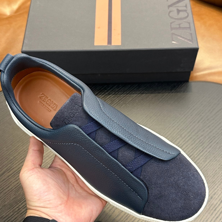 Tênis "Triple Stitch" Zegna Camurça/Couro