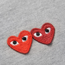 Camiseta "Double Hearts" CDG Cinza